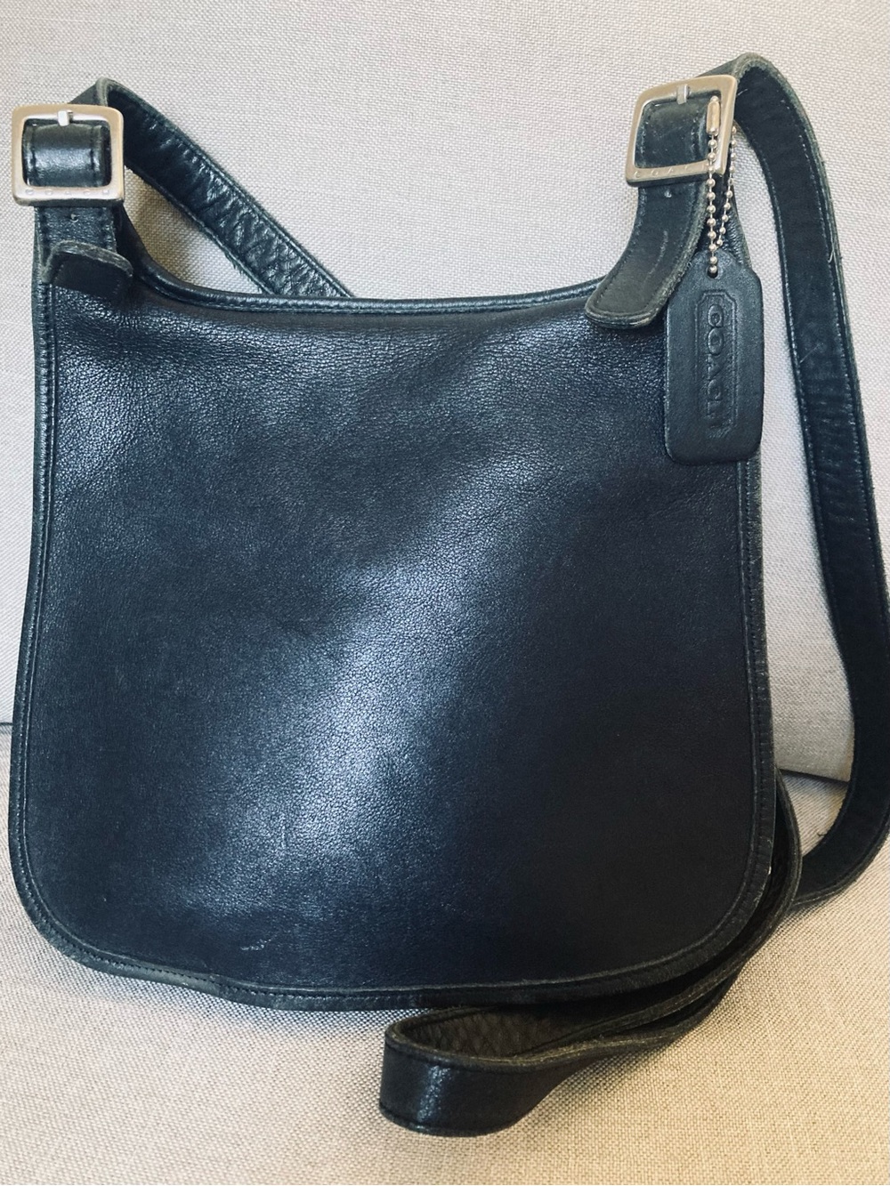 Vintage Coach City Bag Black Leather Crossbody USA Made Style 9131